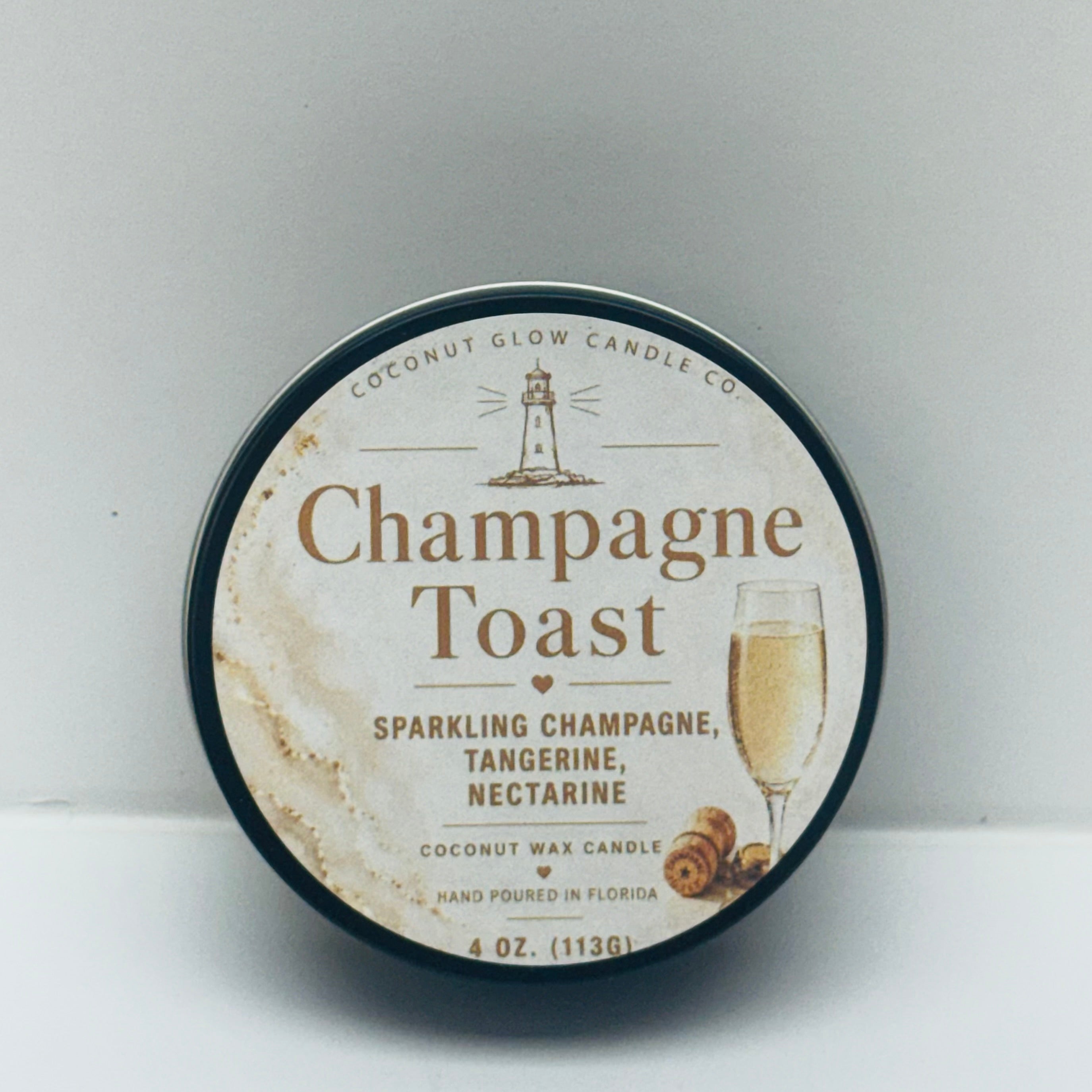 Champagne Toast Travel Tin Coconut Wax Candle