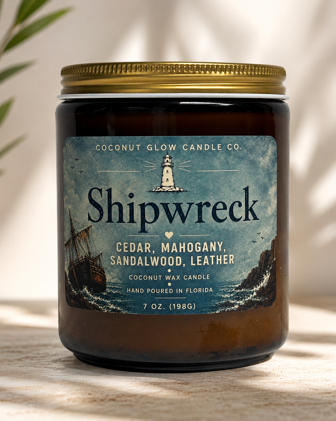 Shipwreck - Golden Hour Glass Jar - Coconut Glow Candle Co