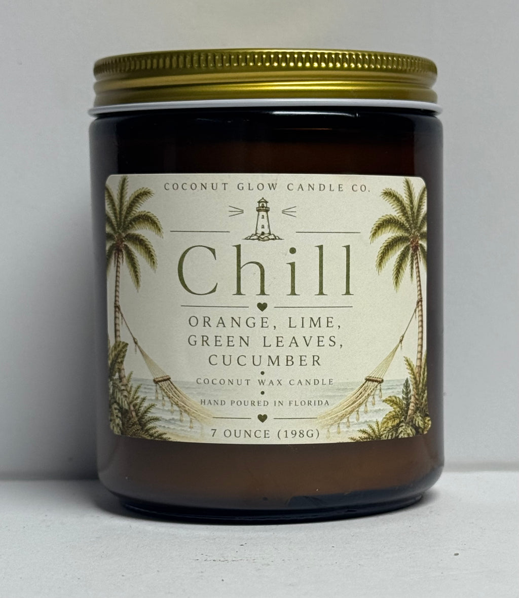 Chill Citrus Cucumber Coconut Wax Glass Jar Candle - Coconut Glow Candle Co
