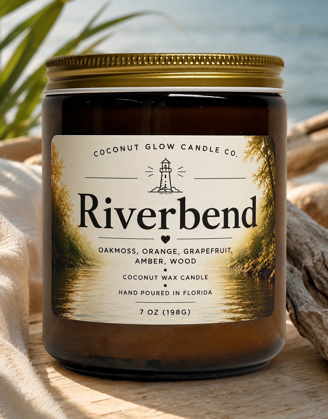 Riverbend - Golden Hour Glass jar - Coconut Glow Candle Co