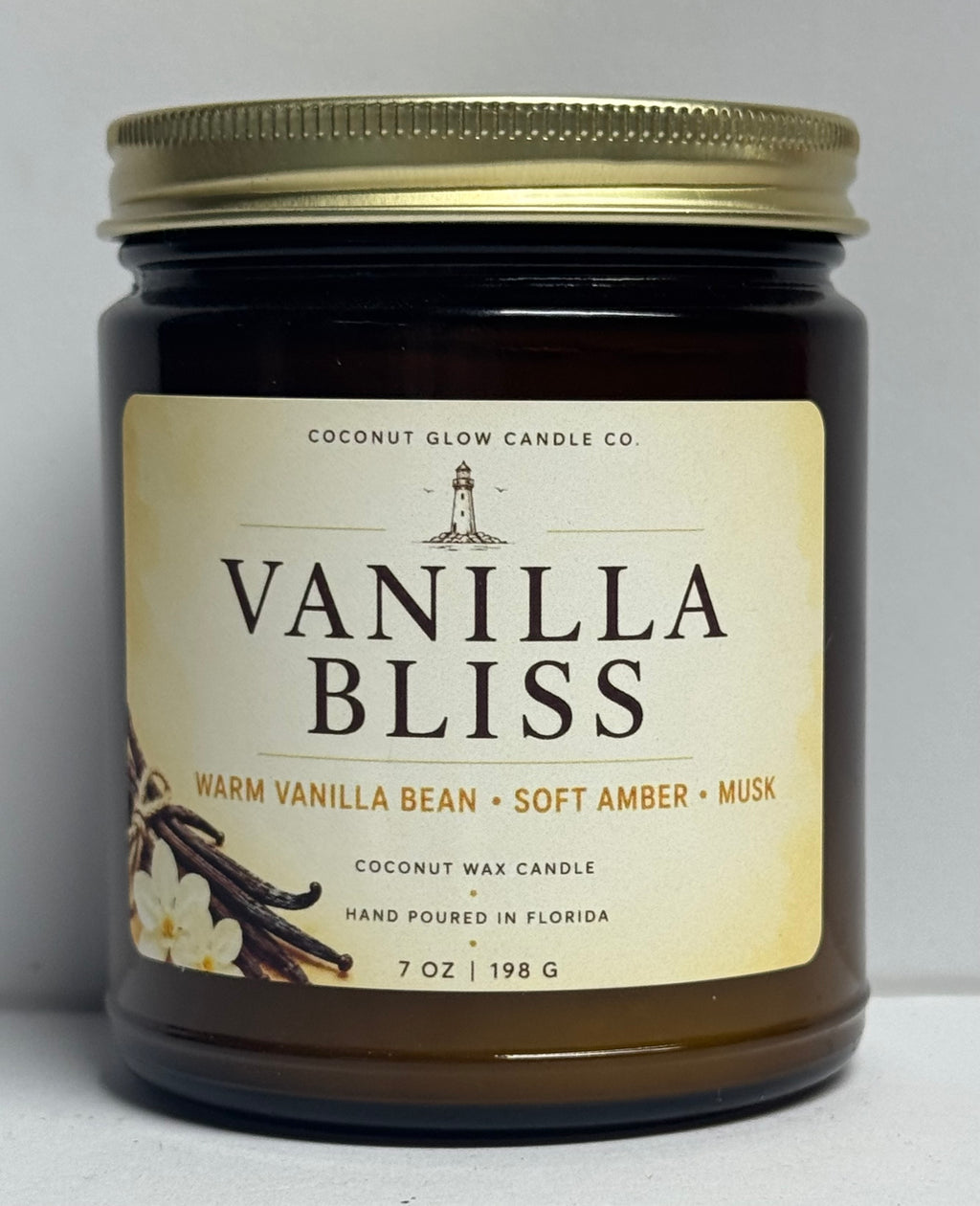 Vanilla Bliss - Golden Hour Glass Jar - Coconut Glow Candle Co