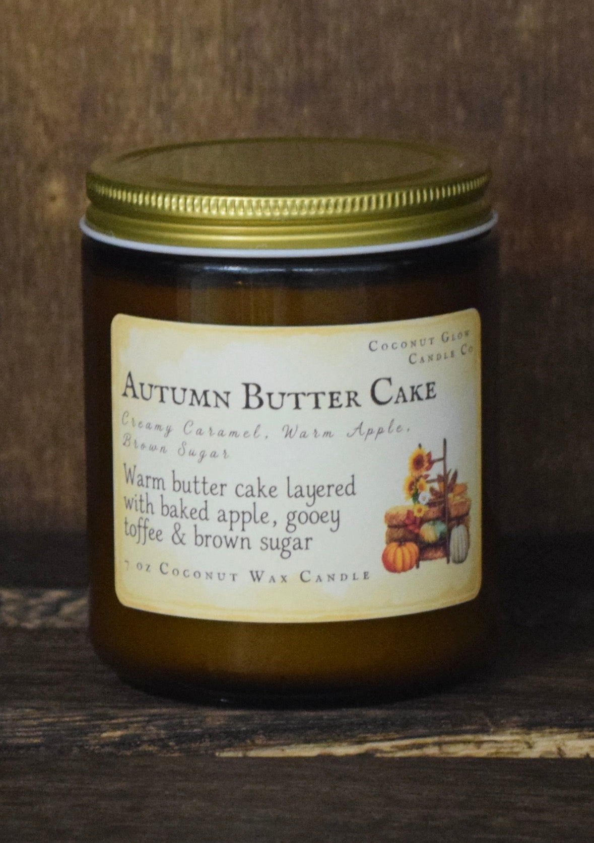Autumn Butter Cake - Autumn Glass jar - Coconut Glow Candle Co